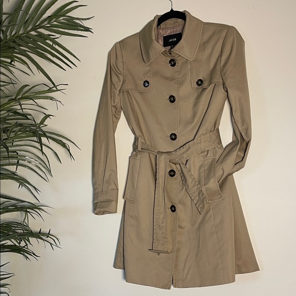 Jacob Jackets & Blazers - JACOB Classic Single Breasted Trench Coat | Matte Tan Khaki | Women’s Size Small